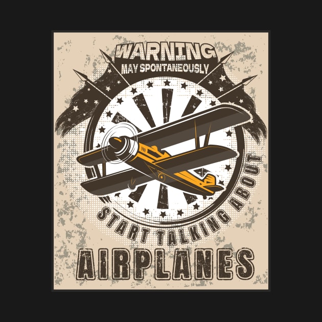 WARNING MAY SPONTANEOUSLY START TALKING ABOUT AIRPLANES VINTAGE POSTER AVIATION by HomeCoquette