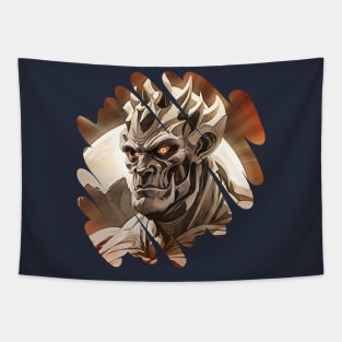 Monster face with burning eyes Tapestry