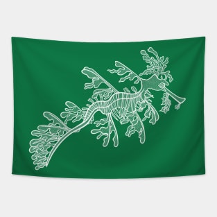 Hand drawn Leafy Seadragon - marine animal design Tapestry