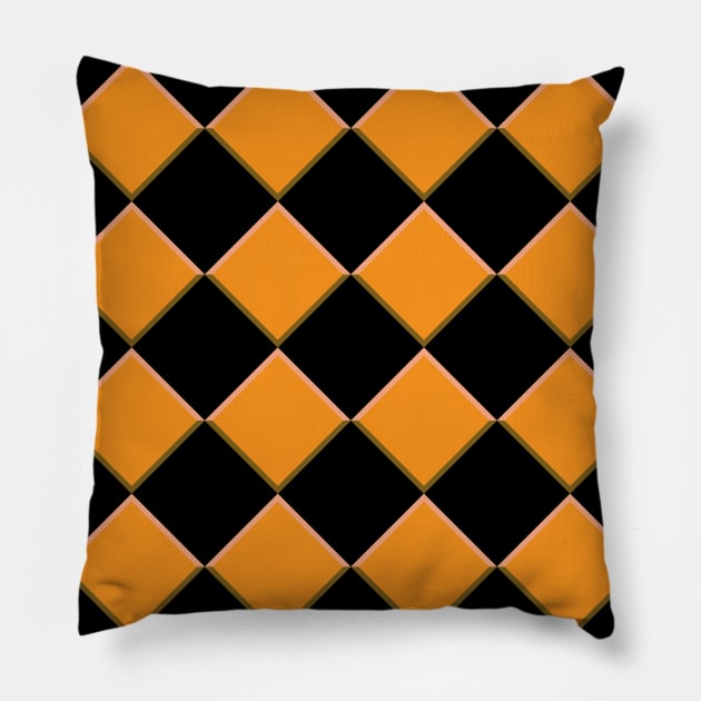 Big Orange Block Checkerboard Pattern Pillow by Brobocop