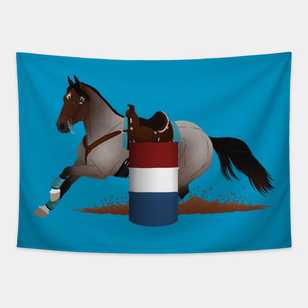 Bay Roan Barrel Racer - Equine Rampaige Tapestry by Equine Rampaige