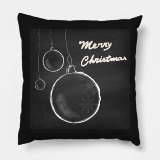 Christmas greeting card with hanging balls. Pillow