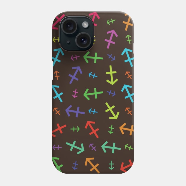 Pattern Sagittarius Zodiac Sign Horoscope Astrology Symbol Brown Phone Case by DragonXX