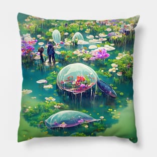 Waterlilies Space Landed Pillow