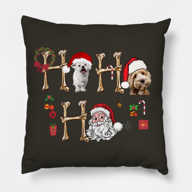 HO HO HO Christmas Dogs Shirt Santa Claus Gift Present Pillow by yayashop