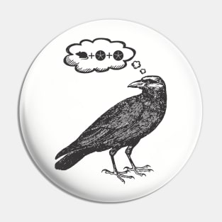 Raven Thinking of Food - Wingspan Bird Board Game (Black) Pin