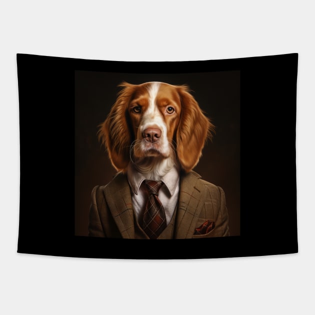 Welsh Springer Spaniel Dog in Suit Tapestry by Merchgard