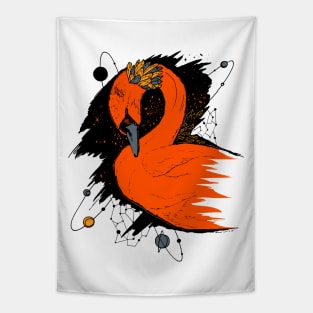 Orangrey Swan Among The Stars Tapestry