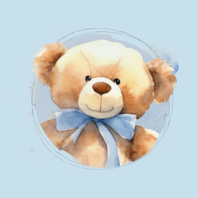 Cute Baby Boy Teddy Bear With A Blue Bowtie by Alienated