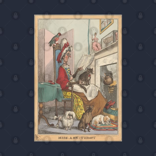 Vintage Cat Lady Dog Mom Illustration by pawsitronic