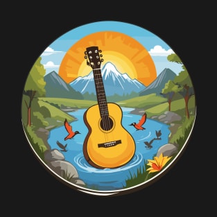 Landscape Mountains Guitar T-Shirt