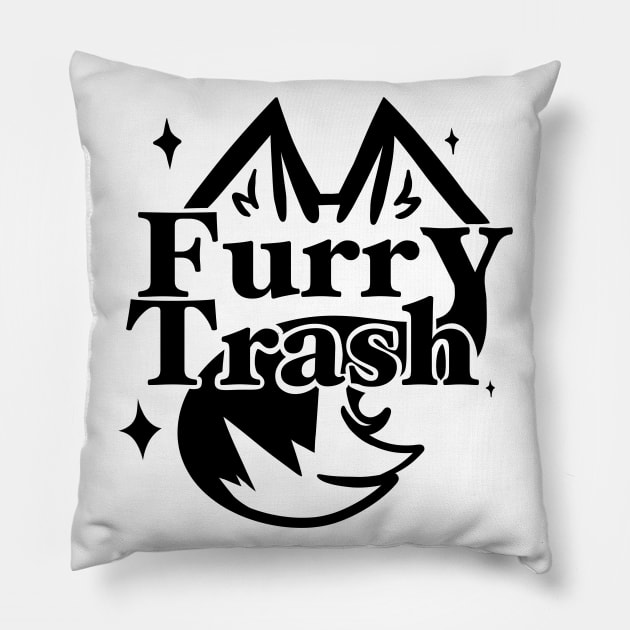 Furry Trash Black Pillow by FloofflebuttArts