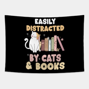 easily distracted by cats and books Tapestry