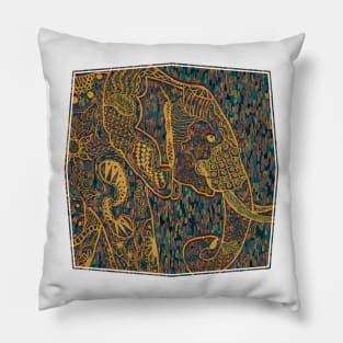 Zentangle Elephant Gold Pillow