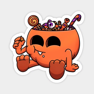 Cute Pumpkin Eating Halloween Candy Magnet