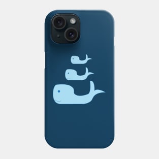 Cute Blue Whale Family of Three in the Deep Blue Sea Phone Case