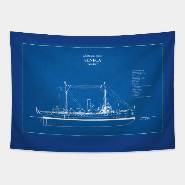 United States Revenue Cutter Seneca - AD Tapestry by SPJE Illustration Photography