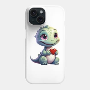 Valentine Dinosaur Holding Heart Phone Case