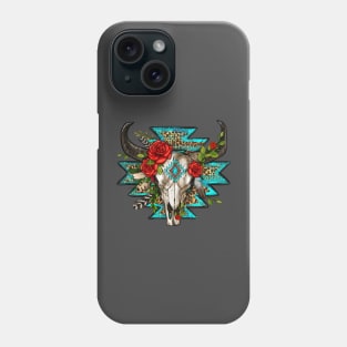 Western rustic cow skull roses Phone Case