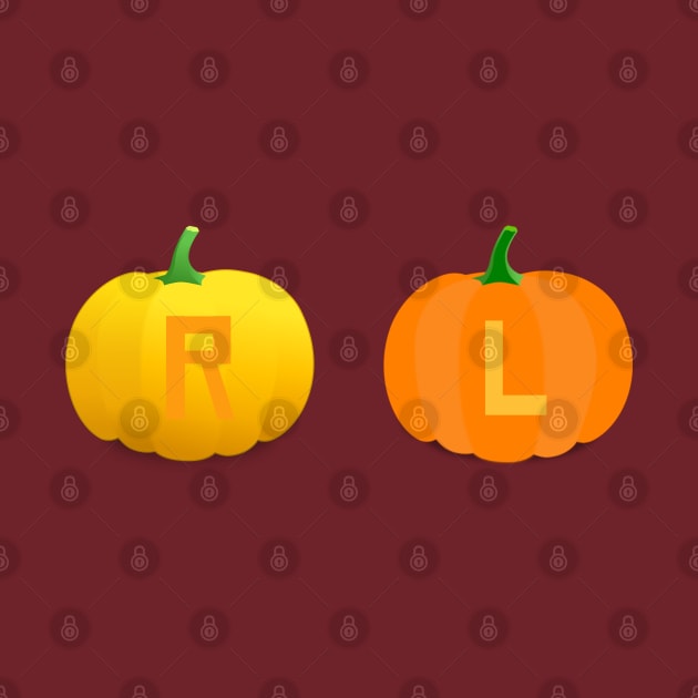 Left and Right Pumpkin X-Ray Markers Maroon Background by Humerushumor