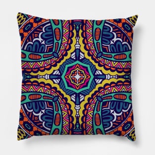 Colorful Oriental Rug Mandala Boho Pattern Pillow