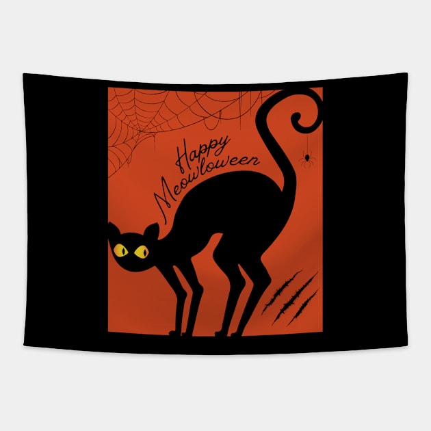 spooky cat halloween Tapestry by saiinosaurus