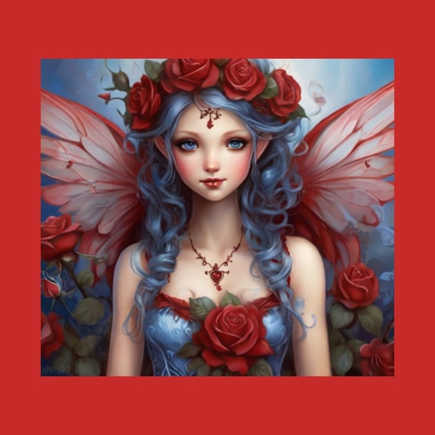 Valentine Fairy with Red Roses and Wings by susiesue
