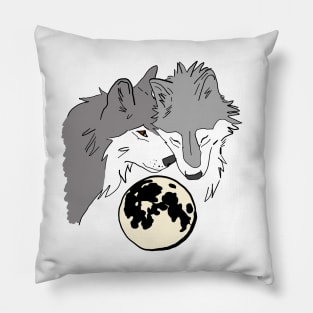 Hug Wolves Moon Color Pillow