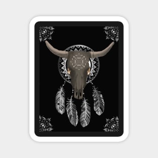 Buffalo skull dream catcher black Magnet