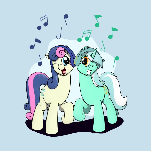 Lyra & Bon Bon with Headphones by Heartbeat Unicorn