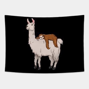 Cute & Funny Sloth Sleeping on Llama Friends Tapestry