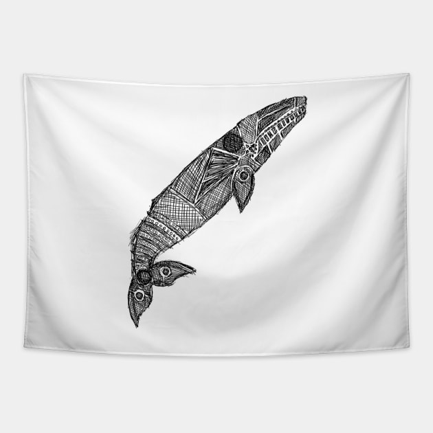 Gray Whale Sketch Tapestry by Hinterlund