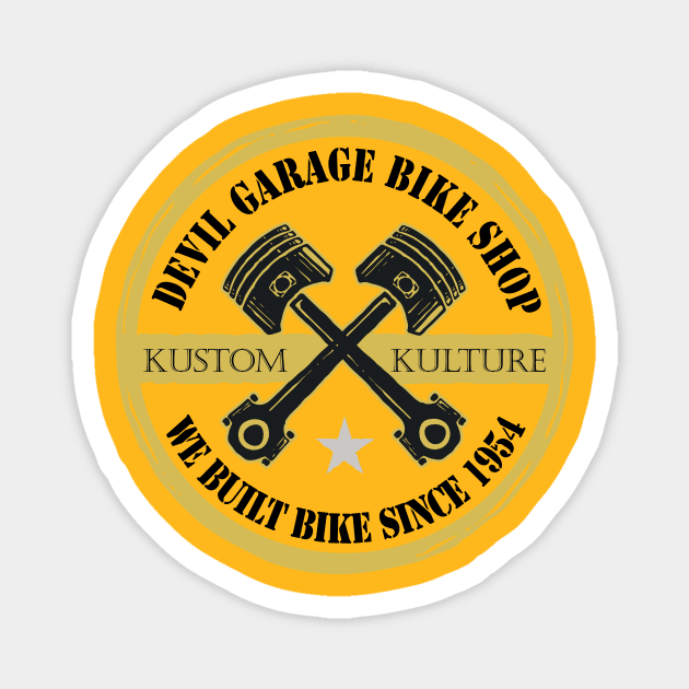 devil garage bike shop Magnet by Conqcreate Design