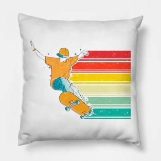 Vintage Skater Skateboarding Sport Pillow