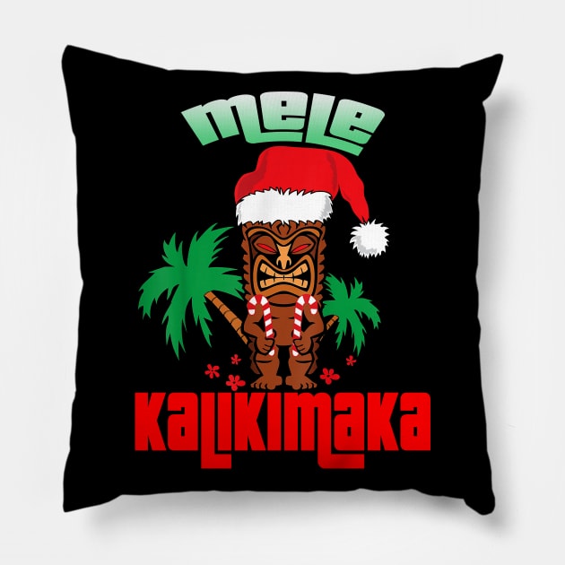Mele Kalikimaka Merry Christmas Hawaiian Xmas Gift Pillow by intelus