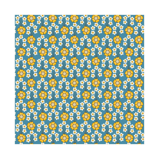 Pretty Dense Yellow and Blue Flowers by Farissa