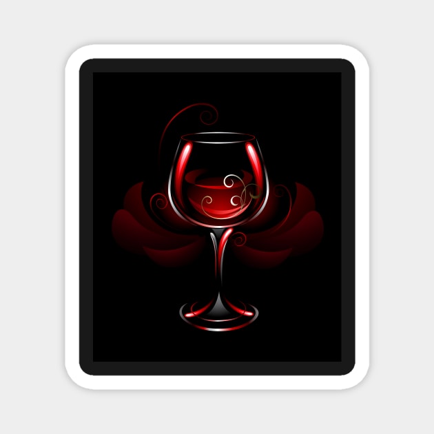 Wineglass of Red Wine Magnet by Blackmoon9