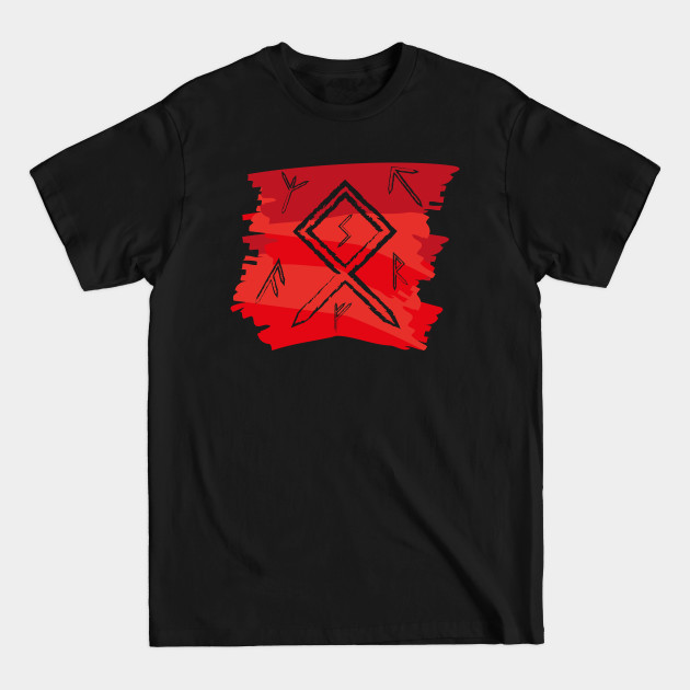 Discover Blood Red Paint Runes Norse Mythology Asatru - Norse Mythology - T-Shirt