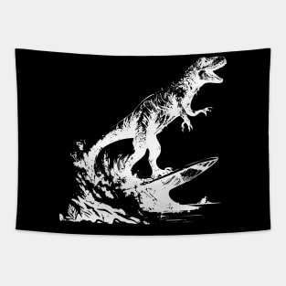 Dinosaur Surfing in Style Tapestry