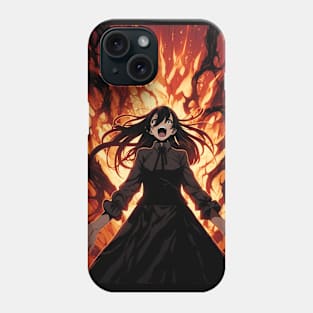 Manga Witch Girl with flames Phone Case