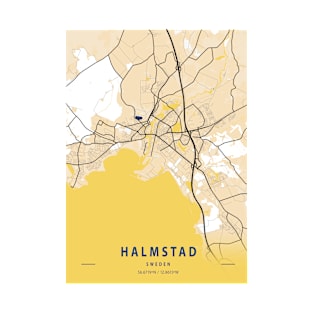 Halmstad - Sweden Yellow City Map T-Shirt