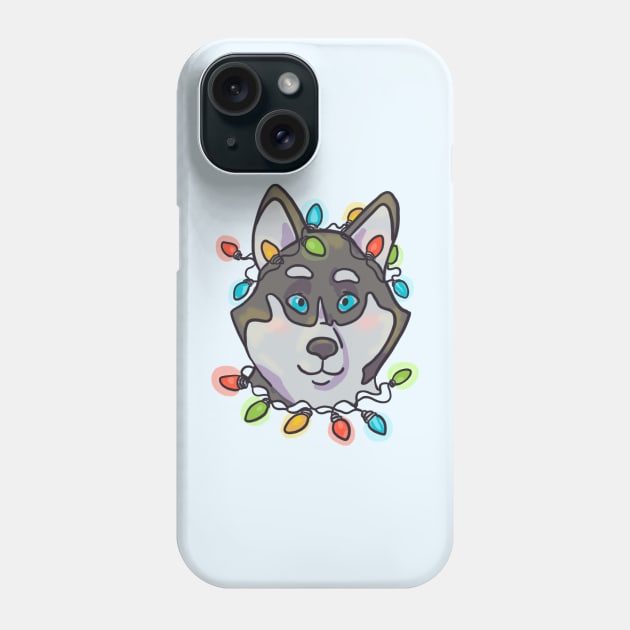 Holiday Husky Phone Case by Artbysusant 