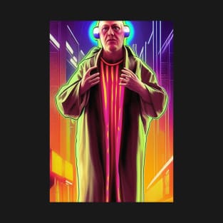 Cyberpunk Aleister Crowley The Great Beast of Thelema with earphones painted in a Surrealist and Impressionist style T-Shirt