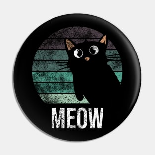 Meow black cat Pin