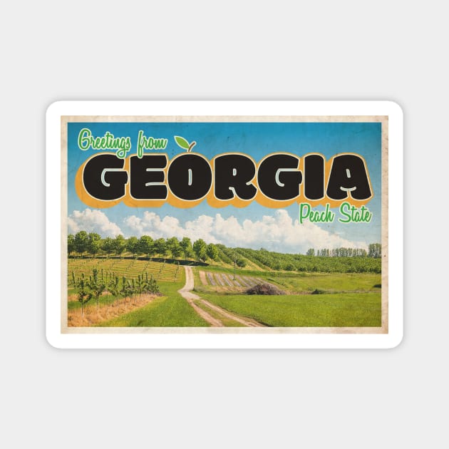 Greetings from Georgia - Vintage Travel Postcard Design Magnet by fromthereco