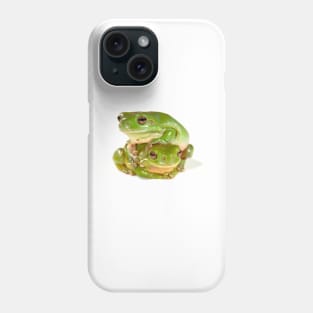 Green tree frogs, one on top of the other Phone Case