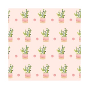 Cactus Pattern in Pink | Houseplants | Botanicals | Watercolor T-Shirt