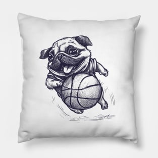 Pug Plying Basketball Pillow