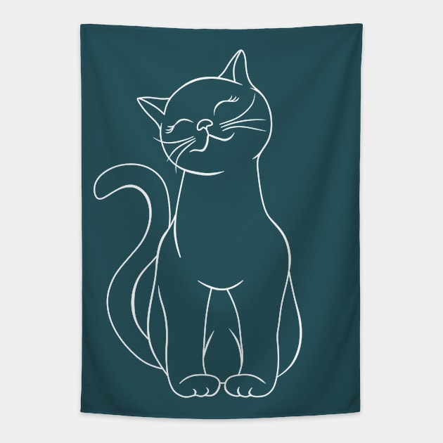 JUST A CAT (white ver.) Tapestry by AlexxElizbar