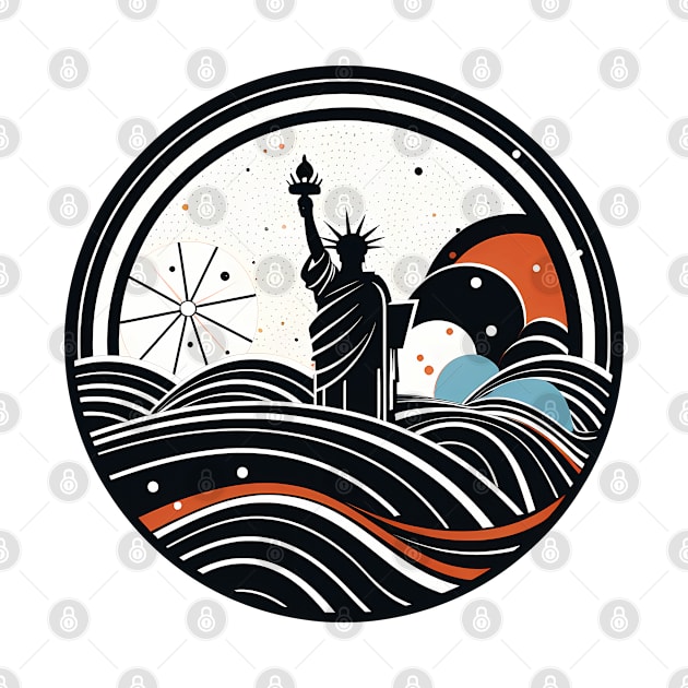 Statue of Liberty emblem Independence Day design for patriots by Czajnikolandia